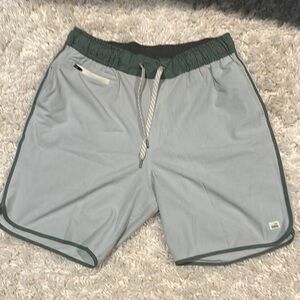 Vuori Men's Gray and Green Athletic Shorts 9”